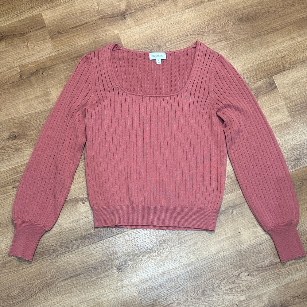 Evereve‎ Coral Pink Lightweight Open Knit Sweater